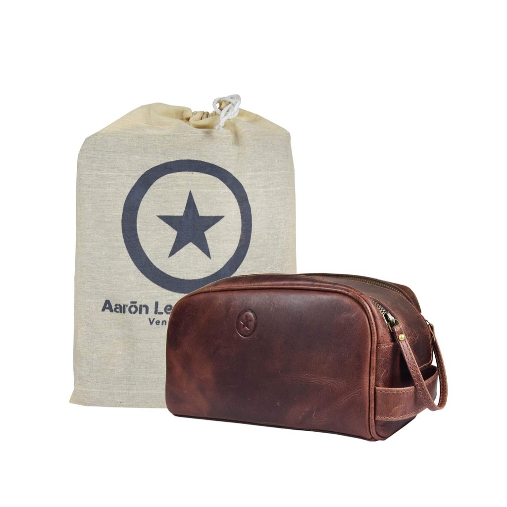 Leather Toiletry Bag For Men | Grooming Travel Kit | With Waterproof Lining | By